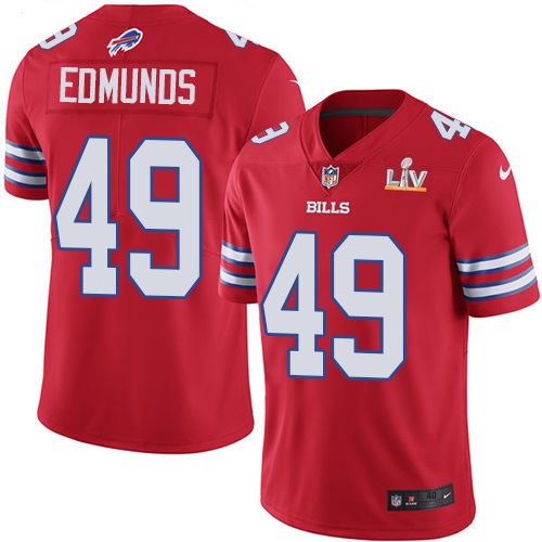 Men's Buffalo Bills #49 Tremaine Edmunds Red NFL 2021 Super Bowl LV Stitched Jersey